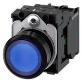 Siemens Illuminated pushbutton, momentary contact, blue, 1NO Siemens